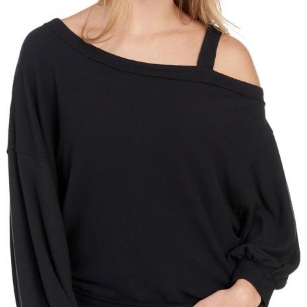 Free People One Shoulder Flaunt It Sweatshirt Top